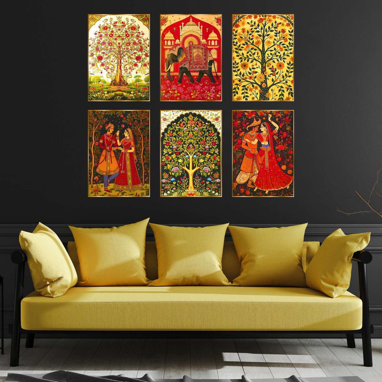 Set of Six Wall Paintings for Wall Dacoration Golden Framed Wall Paintings for Living Room & Bedroom Wall Art for Home Decoration & Office Wall Décor (13x10 inch CH-GD6-10) - Image 4